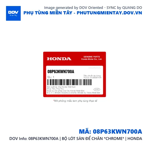 08P63KWN700A | BỘ LÓT SÀN ĐỂ CHÂN *CHROME* | HONDA  — 08P63KWN700A