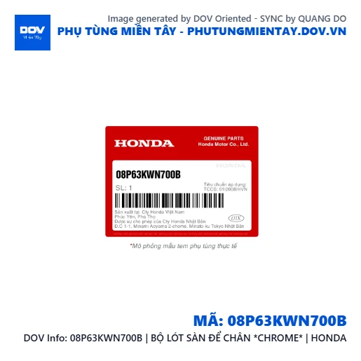 08P63KWN700B | BỘ LÓT SÀN ĐỂ CHÂN *CHROME* | HONDA  — 08P63KWN700B