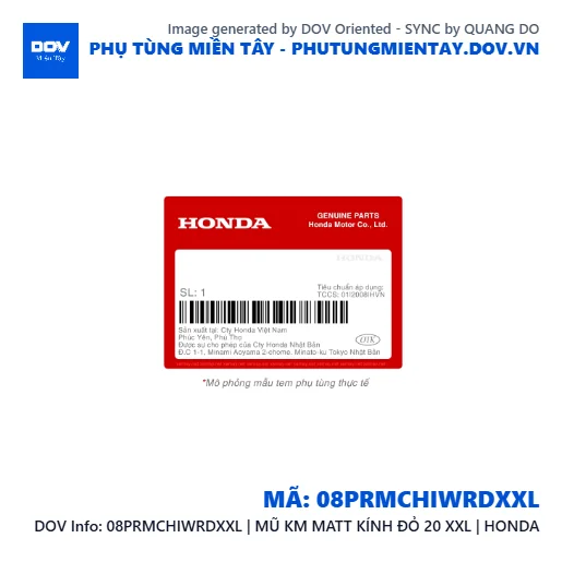 08PRMCHIWRDXXL | MŨ KM MATT KÍNH ĐỎ 20 XXL | HONDA — 08PRMCHIWRDXXL