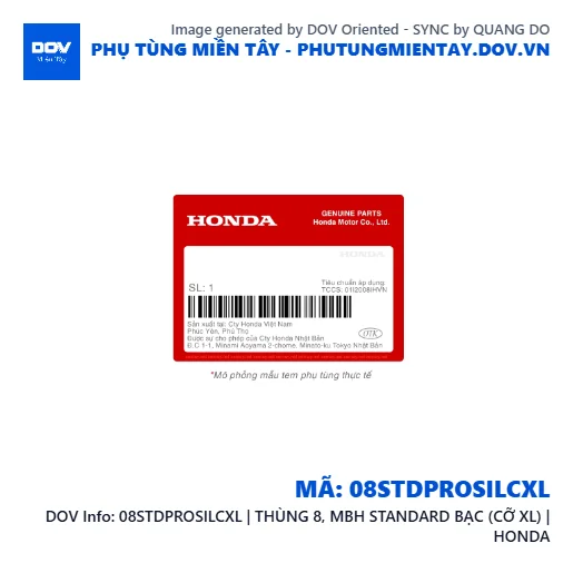 08STDPROSILCXL | THÙNG 8, MBH STANDARD BẠC (CỠ XL) | HONDA  — 08STDPROSILCXL