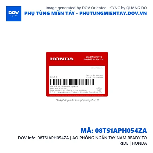 08TS1APH054ZA | ÁO PHÔNG NGẮN TAY NAM READY TO RIDE | HONDA — 08TS1APH054ZA
