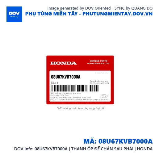 08U67KVB7000A | THANH ỐP ĐỂ CHÂN SAU PHẢI | HONDA  — 08U67KVB7000A