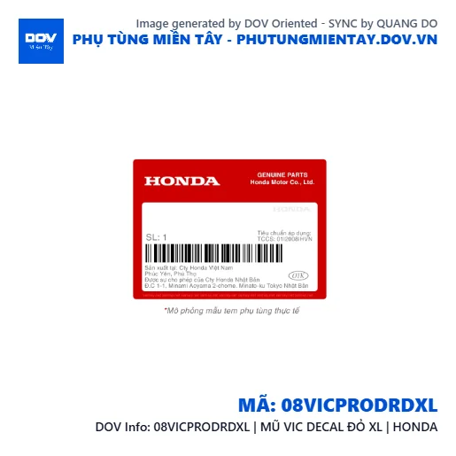 08VICPRODRDXL | MŨ VIC DECAL ĐỎ XL | HONDA  — 08VICPRODRDXL