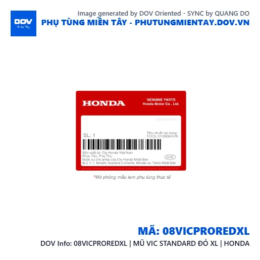 08VICPROREDXL | MŨ VIC STANDARD ĐỎ XL | HONDA  — 08VICPROREDXL