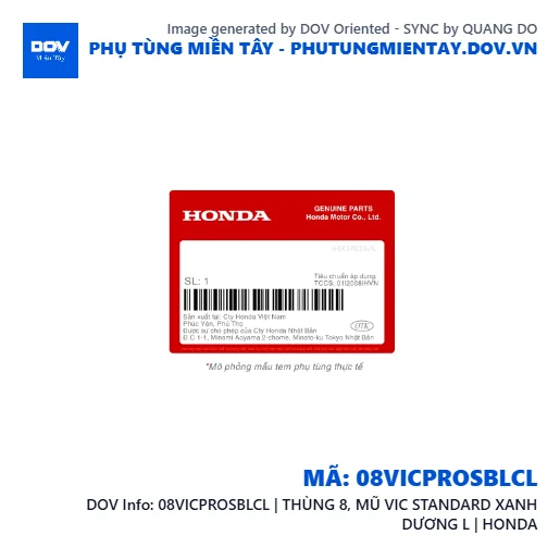08VICPROSBLCL | THÙNG 8, MŨ VIC STANDARD XANH DƯƠNG L | HONDA — 08VICPROSBLCL