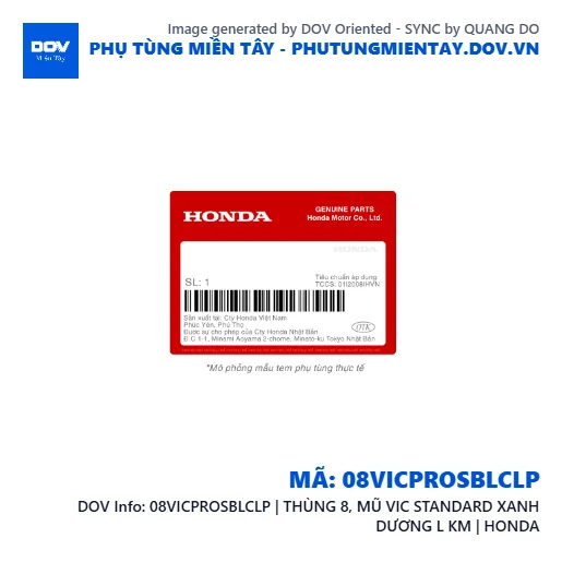 08VICPROSBLCLP | THÙNG 8, MŨ VIC STANDARD XANH DƯƠNG L KM | HONDA — 08VICPROSBLCLP