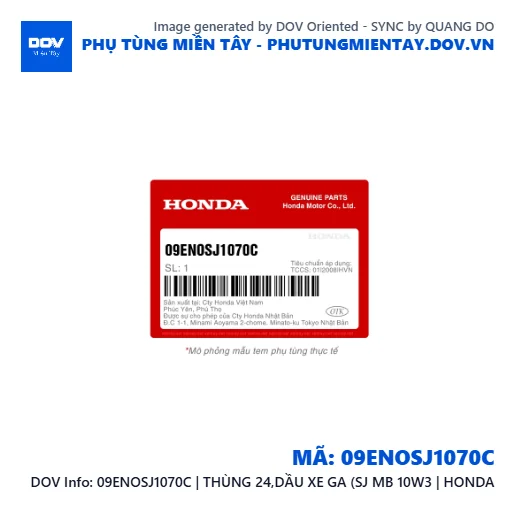 09ENOSJ1070C | THÙNG 24,DẦU XE GA (SJ MB 10W3 | HONDA  — 09ENOSJ1070C
