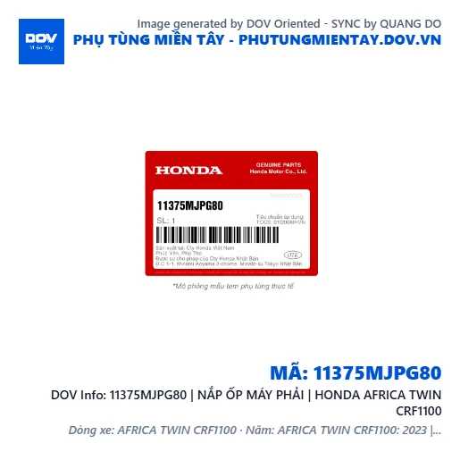 11375MJPG80 | NẮP ỐP MÁY PHẢI | HONDA AFRICA TWIN CRF1100 — 11375MJPG80