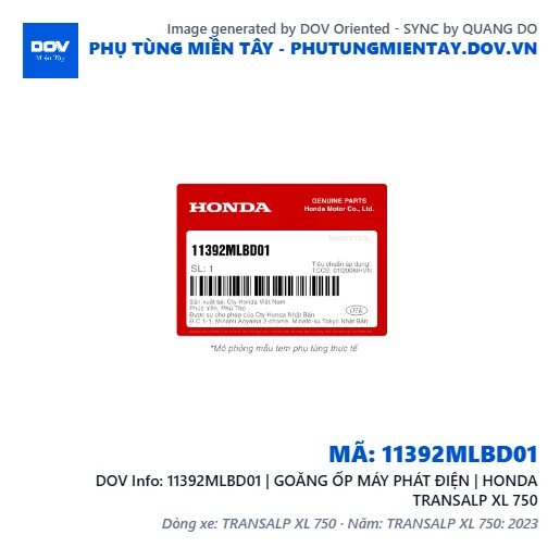 11392MLBD01 | GOĂNG ỐP MÁY PHÁT ĐIỆN | HONDA TRANSALP XL 750 — 11392MLBD01
