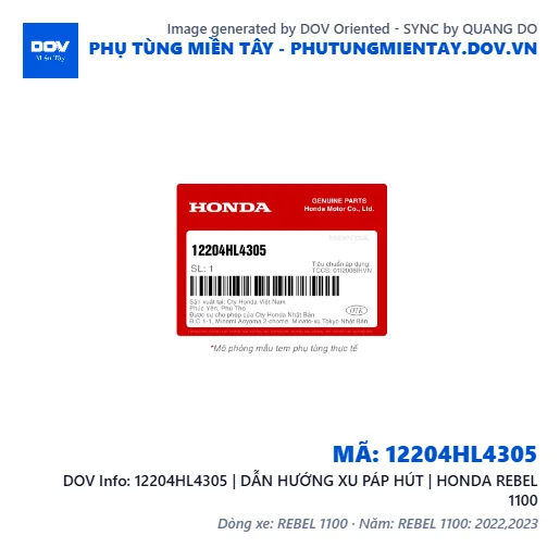 12204HL4305 | DẪN HƯỚNG XU PÁP HÚT | HONDA REBEL 1100 — 12204HL4305