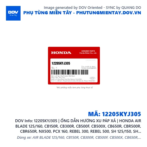 12205KYJ305 | ỐNG DẪN HƯỚNG XU PÁP XẢ | HONDA AIR BLADE 125/160, CB150R, CB300R, CB500F, CB500X, CB650R, CBR500R, CBR650R, NX500, PCX 160, REBEL 300, REBEL 500, SH 125/150, SH 125/160, SH MODE, WINNER 150, WINNER R, WINNER X — 12205KYJ305