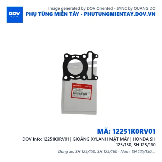 12251K0RV01 | GIOĂNG XYLANH MẶT MÁY | HONDA SH 125/150, SH 125/160 — 12251K0RV01