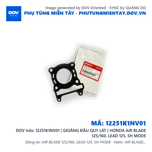 12251K1NV01 | GIOĂNG ĐẦU QUY LÁT | HONDA AIR BLADE 125/160, LEAD 125, SH MODE — 12251K1NV01
