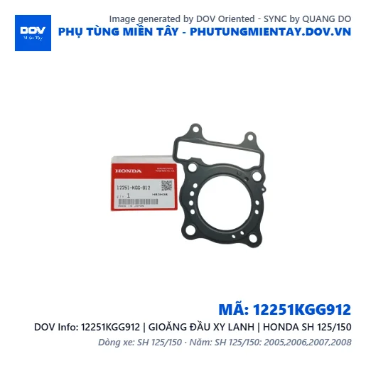 12251KGG912 | GIOĂNG ĐẦU XY LANH | HONDA SH 125/150 — 12251KGG912