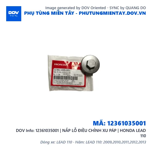 12361035001 | NẮP LỖ ĐIỀU CHỈNH XU PÁP | HONDA LEAD 110 — 12361035001