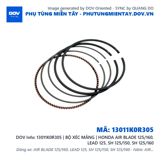 13011K0R305 | BỘ XÉC MĂNG | HONDA AIR BLADE 125/160, LEAD 125, SH 125/150, SH 125/160 — 13011K0R305