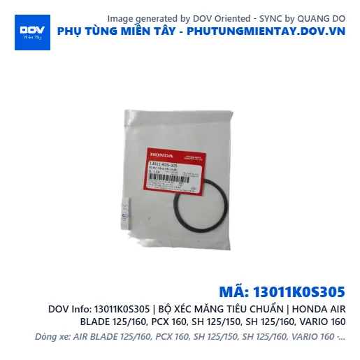 13011K0S305 | BỘ XÉC MĂNG TIÊU CHUẨN | HONDA AIR BLADE 125/160, PCX 160, SH 125/150, SH 125/160, VARIO 160 — 13011K0S305