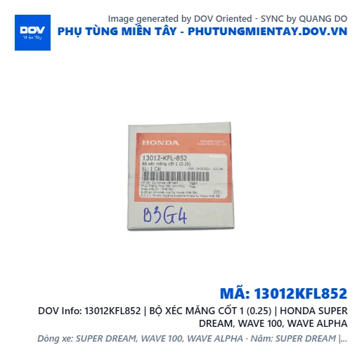 13012KFL852 | BỘ XÉC MĂNG CỐT 1 (0.25) | HONDA SUPER DREAM, WAVE 100, WAVE ALPHA — 13012KFL852