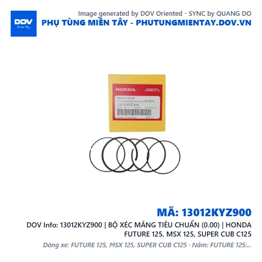 13012KYZ900 | BỘ XÉC MĂNG TIÊU CHUẨN (0.00) | HONDA FUTURE 125, MSX 125, SUPER CUB C125 — 13012KYZ900