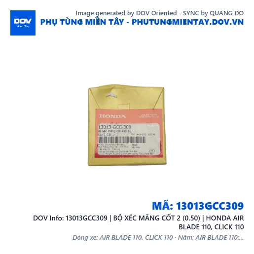 13013GCC309 | BỘ XÉC MĂNG CỐT 2 (0.50) | HONDA AIR BLADE 110, CLICK 110 — 13013GCC309