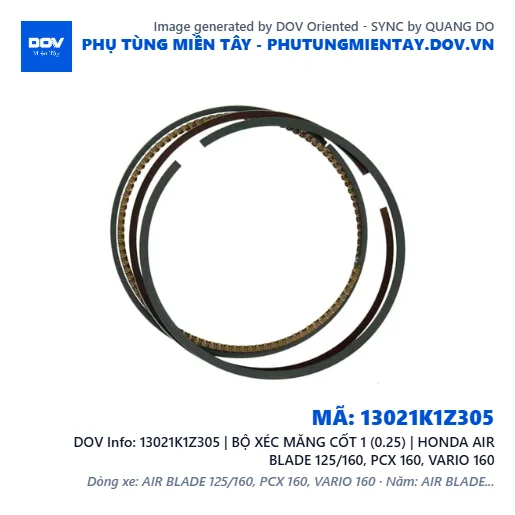 13021K1Z305 | BỘ XÉC MĂNG CỐT 1 (0.25) | HONDA AIR BLADE 125/160, PCX 160, VARIO 160 — 13021K1Z305