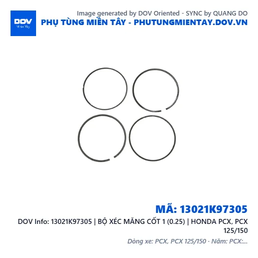 13021K97305 | BỘ XÉC MĂNG CỐT 1 (0.25) | HONDA PCX, PCX 125/150 — 13021K97305