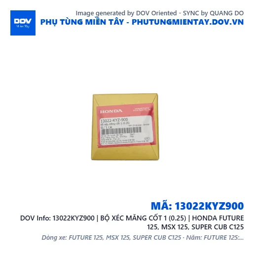 13022KYZ900 | BỘ XÉC MĂNG CỐT 1 (0.25) | HONDA FUTURE 125, MSX 125, SUPER CUB C125 — 13022KYZ900