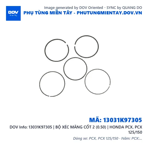 13031K97305 | BỘ XÉC MĂNG CỐT 2 (0.50) | HONDA PCX, PCX 125/150 — 13031K97305