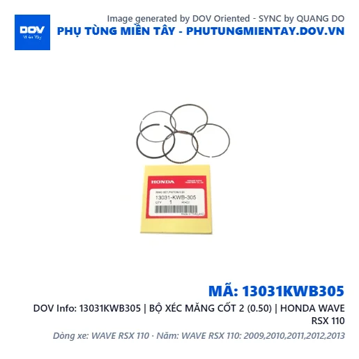 13031KWB305 | BỘ XÉC MĂNG CỐT 2 (0.50) | HONDA WAVE RSX 110 — 13031KWB305