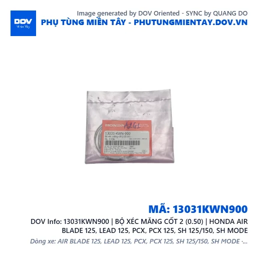13031KWN900 | BỘ XÉC MĂNG CỐT 2 (0.50) | HONDA AIR BLADE 125, LEAD 125, PCX, PCX 125, SH 125/150, SH MODE — 13031KWN900