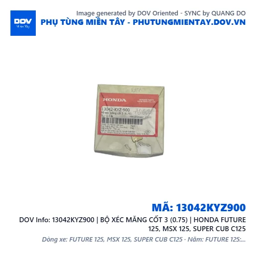 13042KYZ900 | BỘ XÉC MĂNG CỐT 3 (0.75) | HONDA FUTURE 125, MSX 125, SUPER CUB C125 — 13042KYZ900