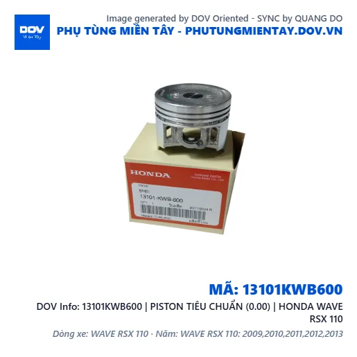 13101KWB600 | PISTON TIÊU CHUẨN (0.00) | HONDA WAVE RSX 110 — 13101KWB600