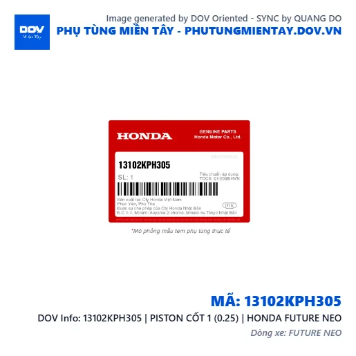 13102KPH305 | PISTON CỐT 1 (0.25) | HONDA FUTURE NEO — 13102KPH305