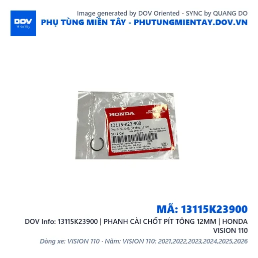 13115K23900 | PHANH CÀI CHỐT PÍT TÔNG 12MM | HONDA VISION 110 — 13115K23900
