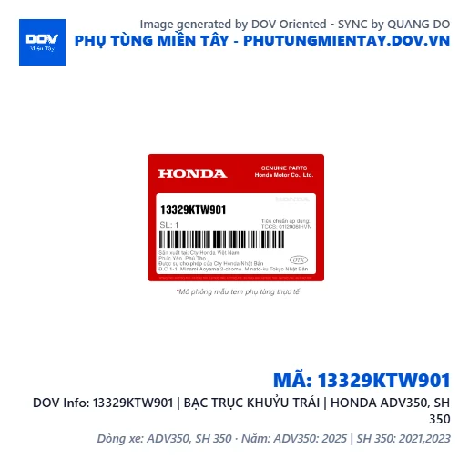 13329KTW901 | BẠC TRỤC KHUỶU TRÁI | HONDA ADV350, SH 350 — 13329KTW901