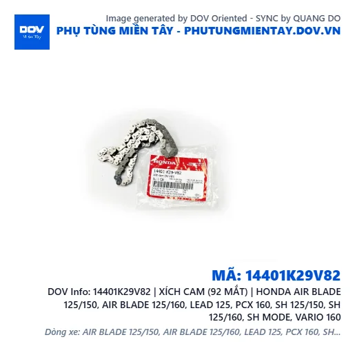 14401K29V82 | XÍCH CAM (92 MẮT) | HONDA AIR BLADE 125/150, AIR BLADE 125/160, LEAD 125, PCX 160, SH 125/150, SH 125/160, SH MODE, VARIO 160 — 14401K29V82