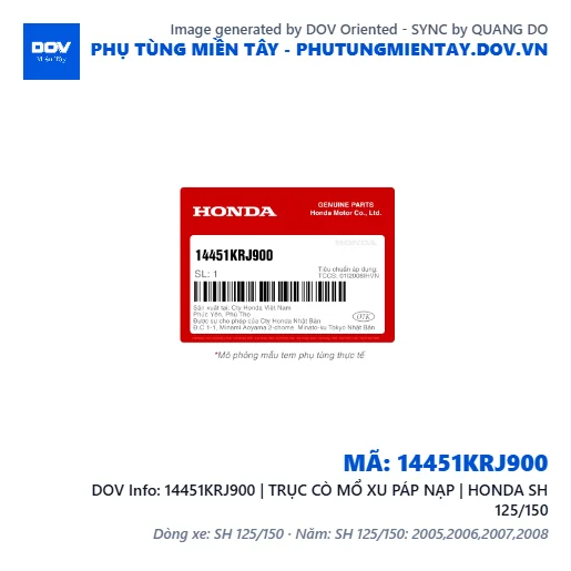 14451KRJ900 | TRỤC CÒ MỔ XU PÁP NẠP | HONDA SH 125/150 — 14451KRJ900