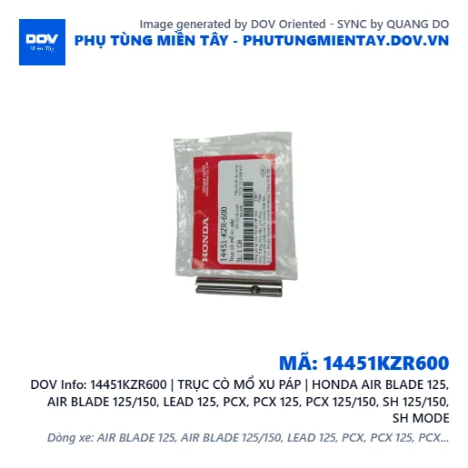 14451KZR600 | TRỤC CÒ MỔ XU PÁP | HONDA AIR BLADE 125, AIR BLADE 125/150, LEAD 125, PCX, PCX 125, PCX 125/150, SH 125/150, SH MODE — 14451KZR600