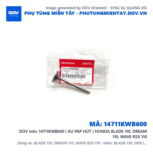 14711KWB600 | XU PÁP HÚT | HONDA BLADE 110, DREAM 110, WAVE RSX 110 — 14711KWB600