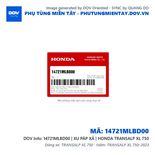 14721MLBD00 | XU PÁP XẢ | HONDA TRANSALP XL 750 — 14721MLBD00