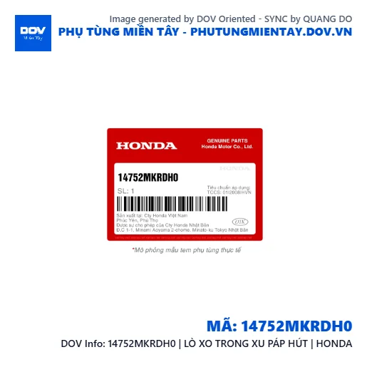 14752MKRDH0 | LÒ XO TRONG XU PÁP HÚT | HONDA  — 14752MKRDH0
