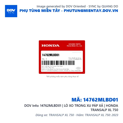 14762MLBD01 | LÒ XO TRONG XU PÁP XẢ | HONDA TRANSALP XL 750 — 14762MLBD01