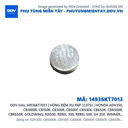 14936KT7013 | VÒNG ĐỆM XU PÁP (2.075) | HONDA ADV350, CB1000R, CB150R, CB300R, CB500F, CB500X, CB650R, CBR500R, CBR650R, GOLDWING, NX500, REBEL 300, REBEL 500, SH 350, WINNER 150, WINNER R, WINNER X — 14936KT7013