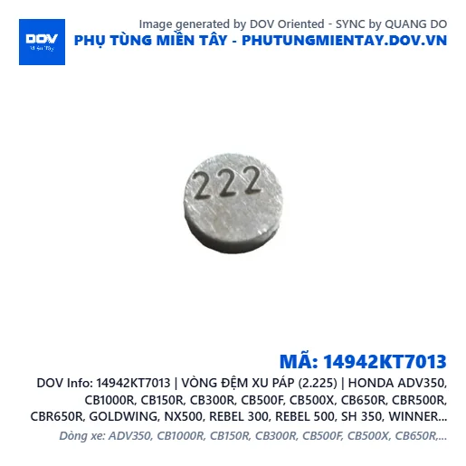 14942KT7013 | VÒNG ĐỆM XU PÁP (2.225) | HONDA ADV350, CB1000R, CB150R, CB300R, CB500F, CB500X, CB650R, CBR500R, CBR650R, GOLDWING, NX500, REBEL 300, REBEL 500, SH 350, WINNER 150, WINNER R, WINNER X — 14942KT7013