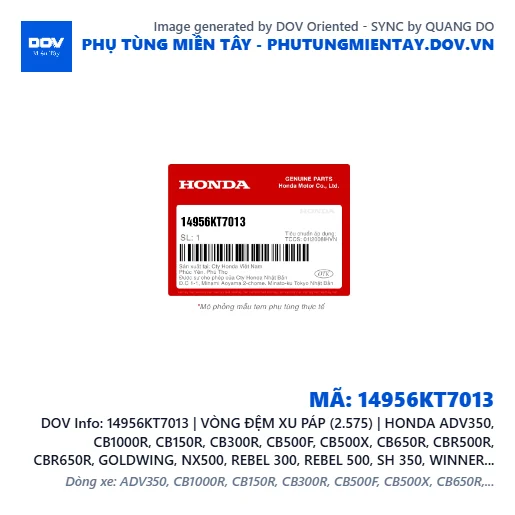 14956KT7013 | VÒNG ĐỆM XU PÁP (2.575) | HONDA ADV350, CB1000R, CB150R, CB300R, CB500F, CB500X, CB650R, CBR500R, CBR650R, GOLDWING, NX500, REBEL 300, REBEL 500, SH 350, WINNER 150, WINNER R, WINNER X — 14956KT7013