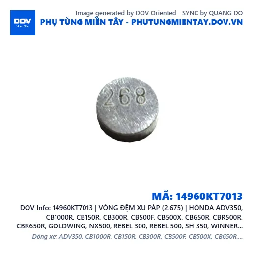 14960KT7013 | VÒNG ĐỆM XU PÁP (2.675) | HONDA ADV350, CB1000R, CB150R, CB300R, CB500F, CB500X, CB650R, CBR500R, CBR650R, GOLDWING, NX500, REBEL 300, REBEL 500, SH 350, WINNER 150, WINNER R, WINNER X — 14960KT7013