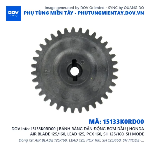 15133K0RD00 | BÁNH RĂNG DẪN ĐỘNG BƠM DẦU | HONDA AIR BLADE 125/160, LEAD 125, PCX 160, SH 125/160, SH MODE — 15133K0RD00