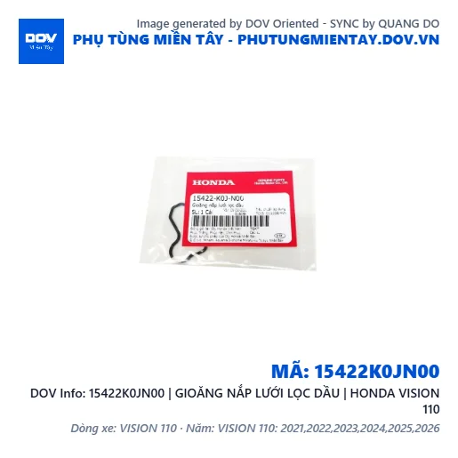 15422K0JN00 | GIOĂNG NẮP LƯỚI LỌC DẦU | HONDA VISION 110 — 15422K0JN00