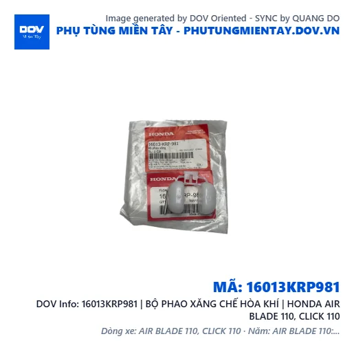 16013KRP981 | BỘ PHAO XĂNG CHẾ HÒA KHÍ | HONDA AIR BLADE 110, CLICK 110 — 16013KRP981