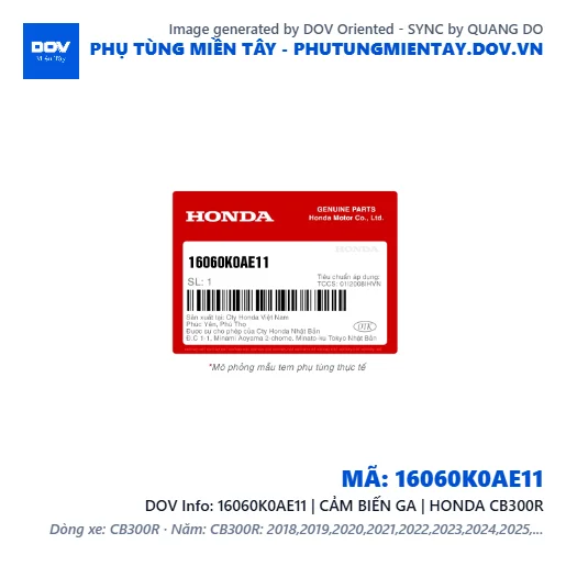 16060K0AE11 | CẢM BIẾN GA | HONDA CB300R — 16060K0AE11